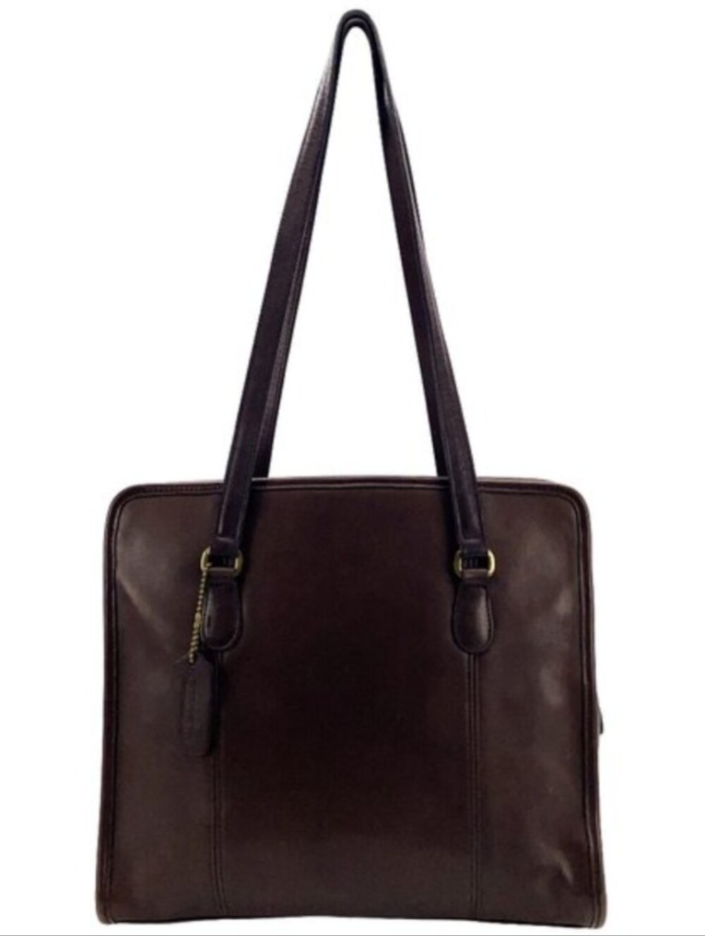 Vintage Coach 1990s Mahogany Brown Leather Compartment Tote